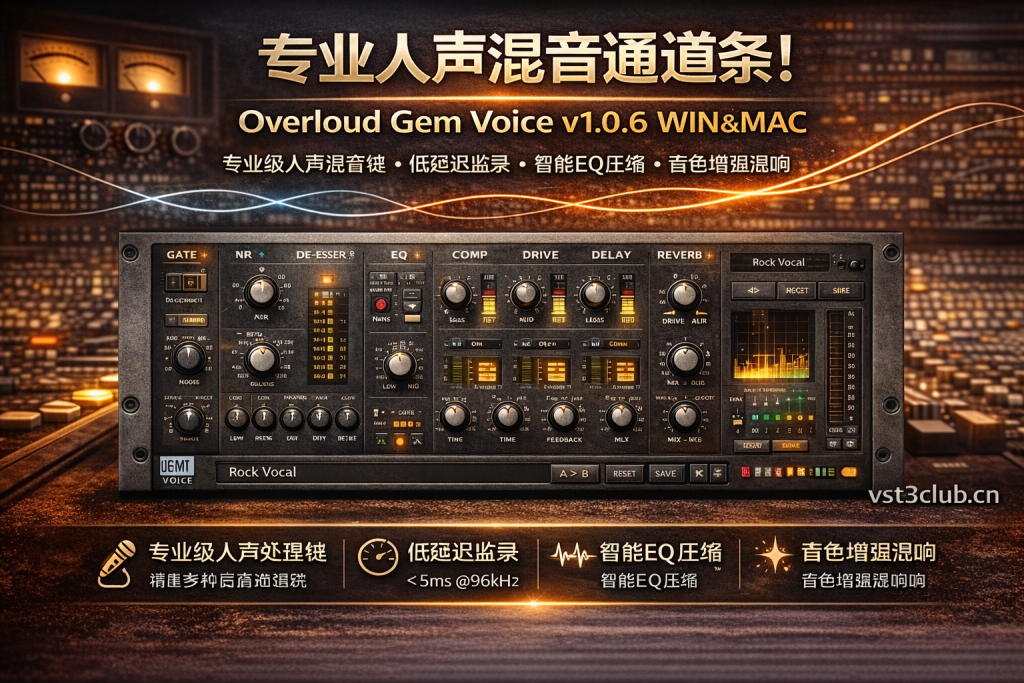 图片[1]-Overloud Gem Voice v1.0.6 专业人声混音通道条插件介绍｜一站式人声塑形工具
